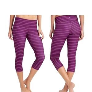 Athleta Stripes Chaturanga  Violet Purple Capri Leggings XS